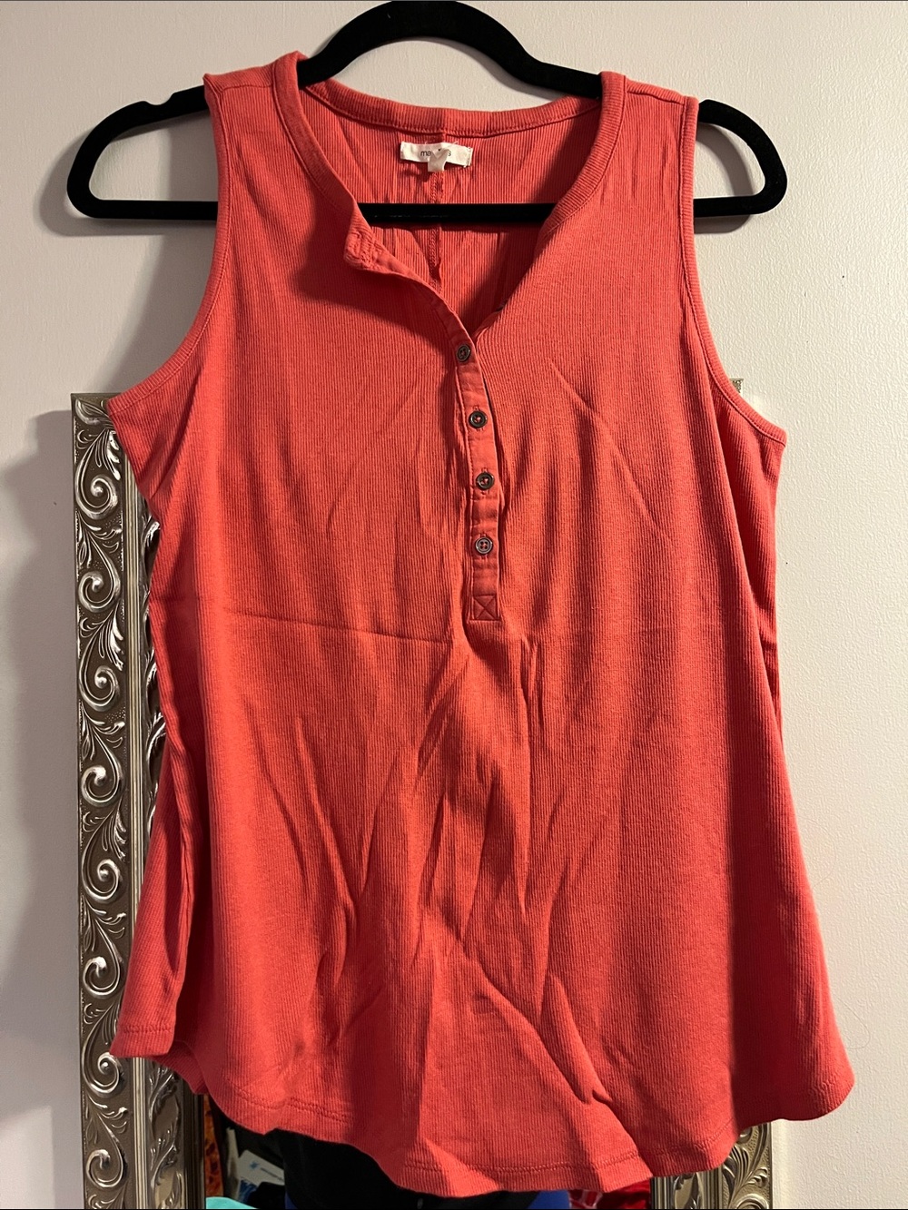 Maurices Coral Henley Sleeveless Tank Top